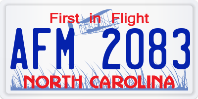 NC license plate AFM2083