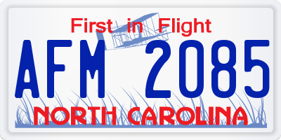 NC license plate AFM2085