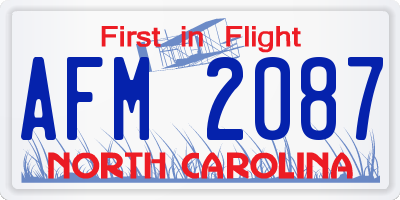 NC license plate AFM2087