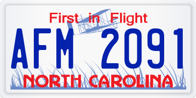 NC license plate AFM2091