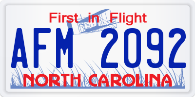 NC license plate AFM2092