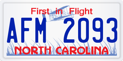 NC license plate AFM2093