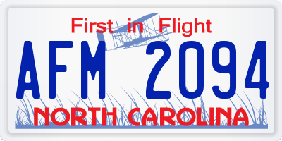 NC license plate AFM2094