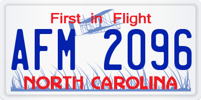 NC license plate AFM2096
