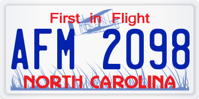 NC license plate AFM2098