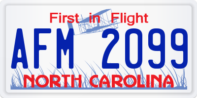 NC license plate AFM2099