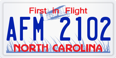 NC license plate AFM2102