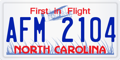 NC license plate AFM2104