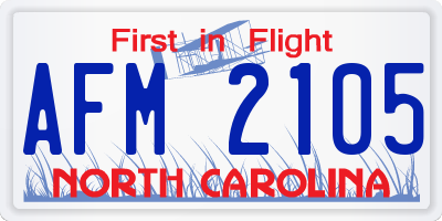 NC license plate AFM2105