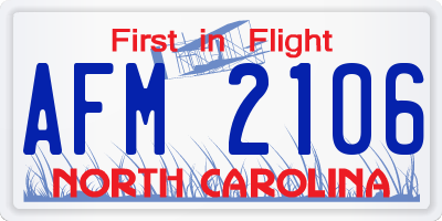 NC license plate AFM2106