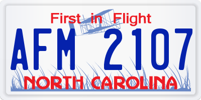 NC license plate AFM2107
