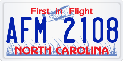 NC license plate AFM2108