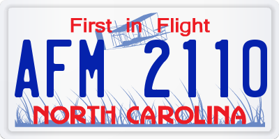 NC license plate AFM2110