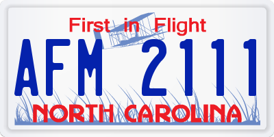 NC license plate AFM2111