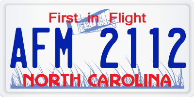 NC license plate AFM2112
