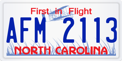 NC license plate AFM2113