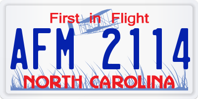 NC license plate AFM2114