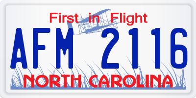 NC license plate AFM2116