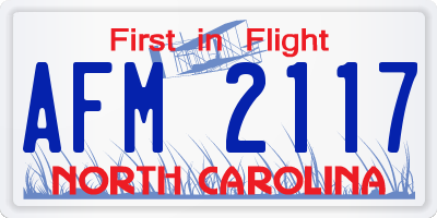 NC license plate AFM2117