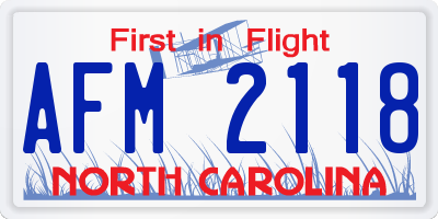 NC license plate AFM2118
