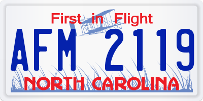 NC license plate AFM2119
