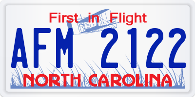 NC license plate AFM2122