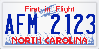NC license plate AFM2123