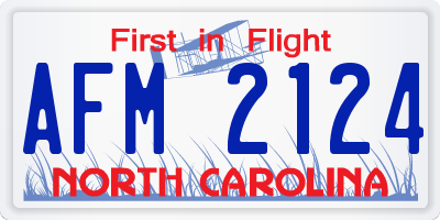 NC license plate AFM2124