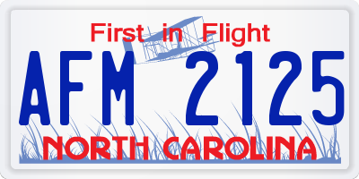 NC license plate AFM2125
