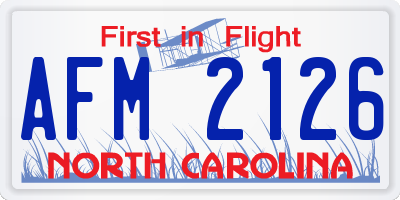 NC license plate AFM2126