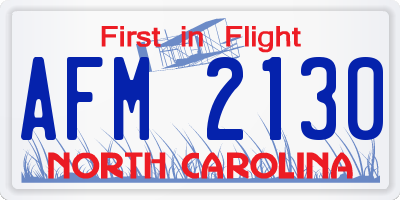NC license plate AFM2130