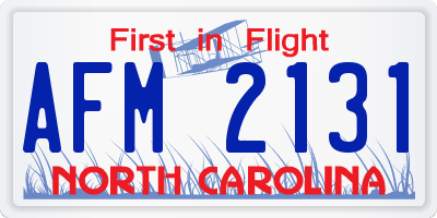 NC license plate AFM2131