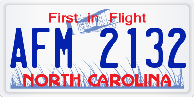 NC license plate AFM2132
