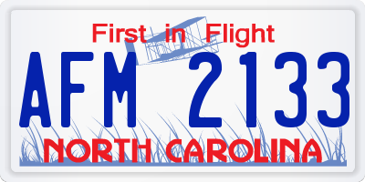 NC license plate AFM2133