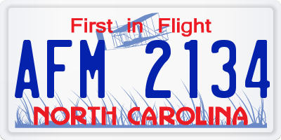NC license plate AFM2134
