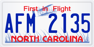 NC license plate AFM2135