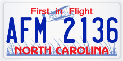 NC license plate AFM2136