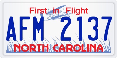 NC license plate AFM2137
