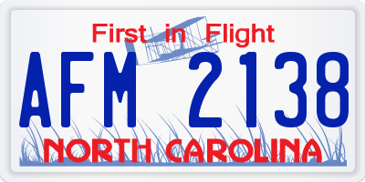 NC license plate AFM2138