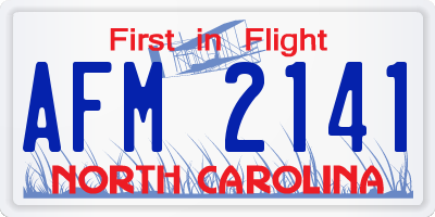 NC license plate AFM2141