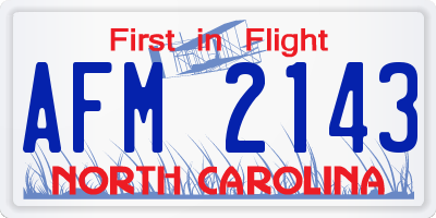 NC license plate AFM2143
