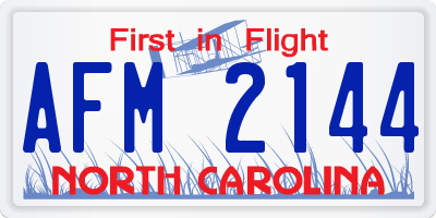 NC license plate AFM2144