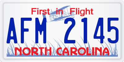 NC license plate AFM2145