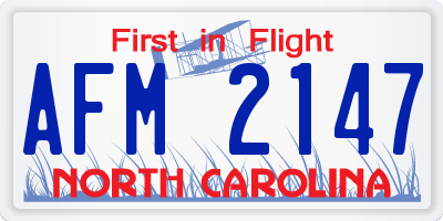 NC license plate AFM2147
