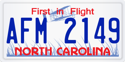 NC license plate AFM2149