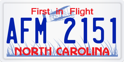NC license plate AFM2151