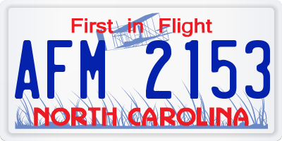 NC license plate AFM2153