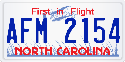 NC license plate AFM2154