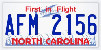 NC license plate AFM2156