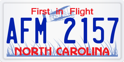 NC license plate AFM2157